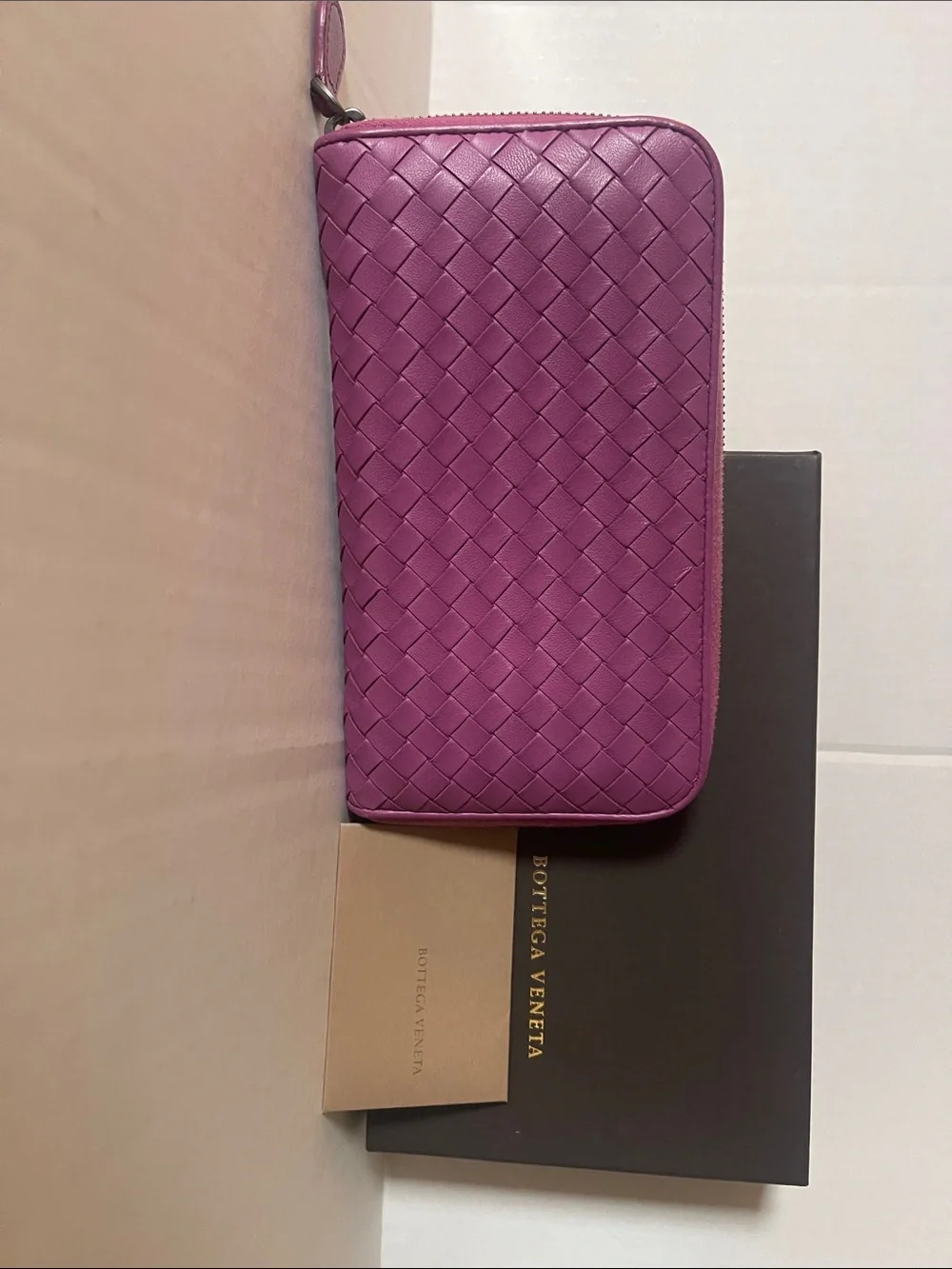 Bottega Veneta Purple Intrecciato Zip Wallet